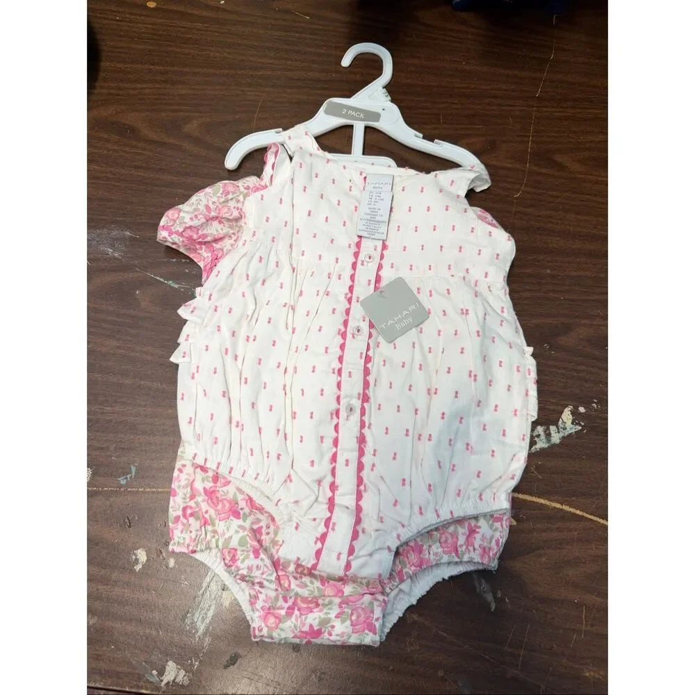 Tahari Pink Floral 2 Piece Baby Outfit Set Baby Girls Size 12 Months NEW WITH TA